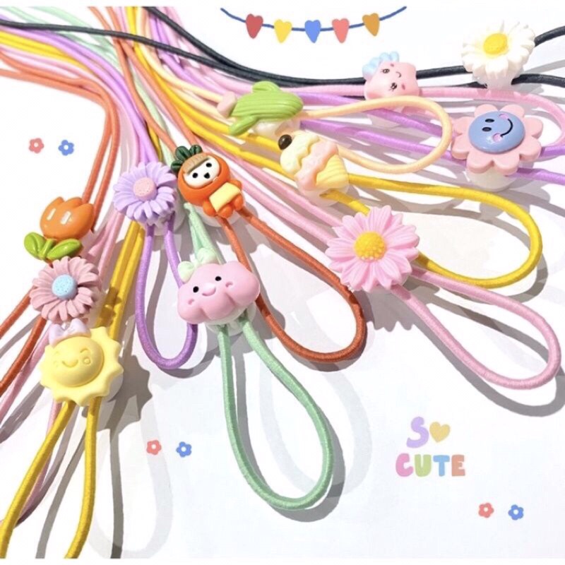 Strap Masker 2 in 1 Anak dan Dewasa / Tali Kalung Masker Karet Elastis / Pengait Masker Motif Lucu /