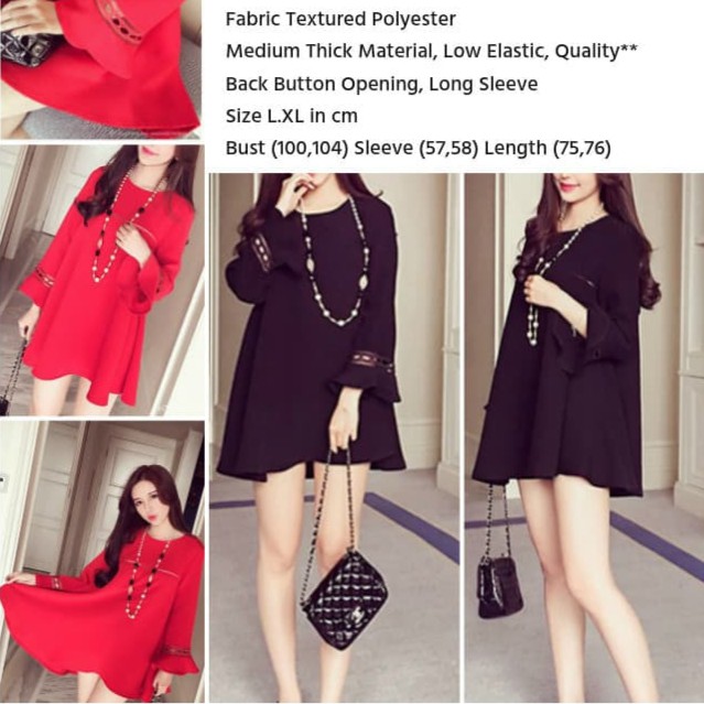 LH-i0659 Mini Dress Longgar Red-Black Import