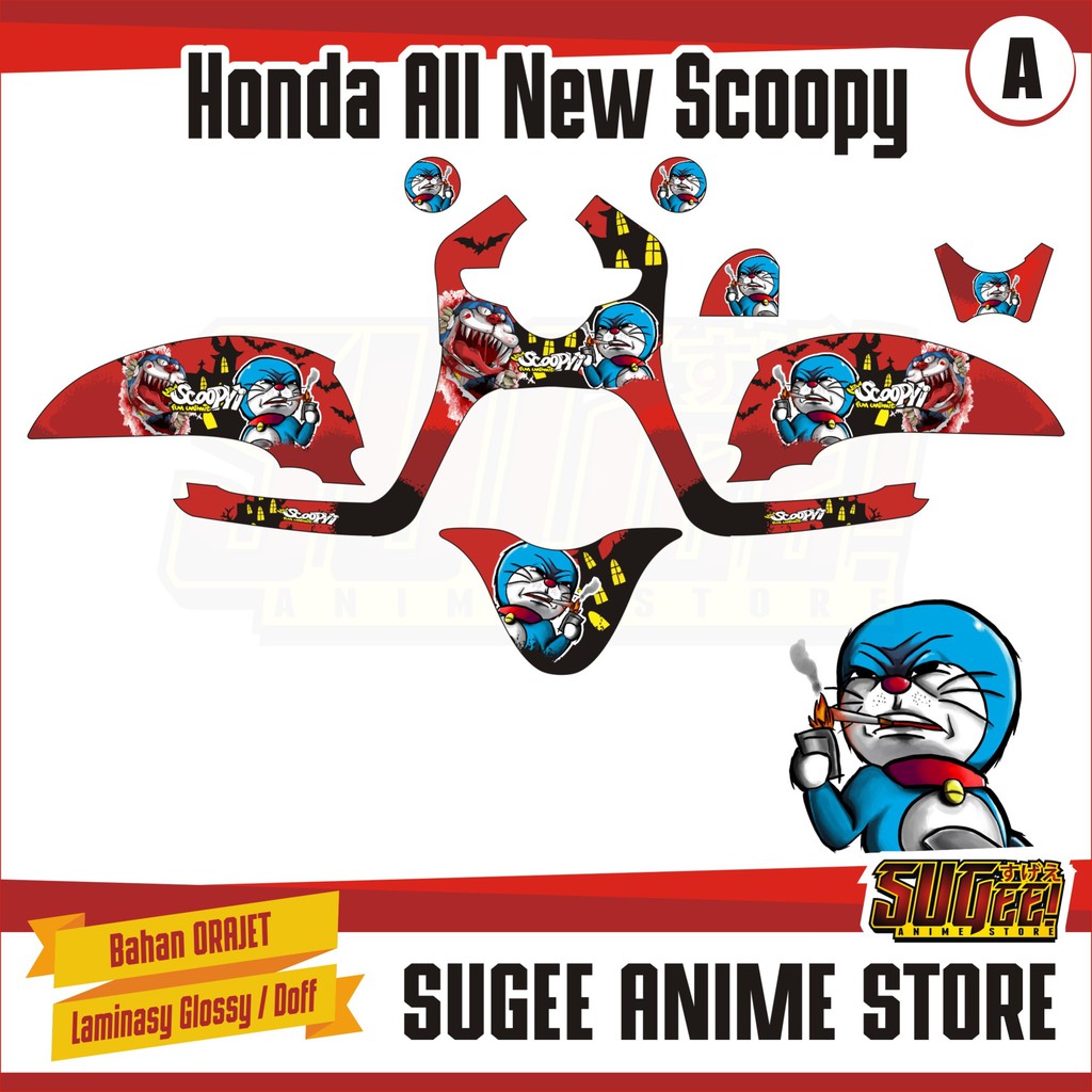 Sticker Anime Decal Motor Honda Scoopy Doraemon Zombie Shopee