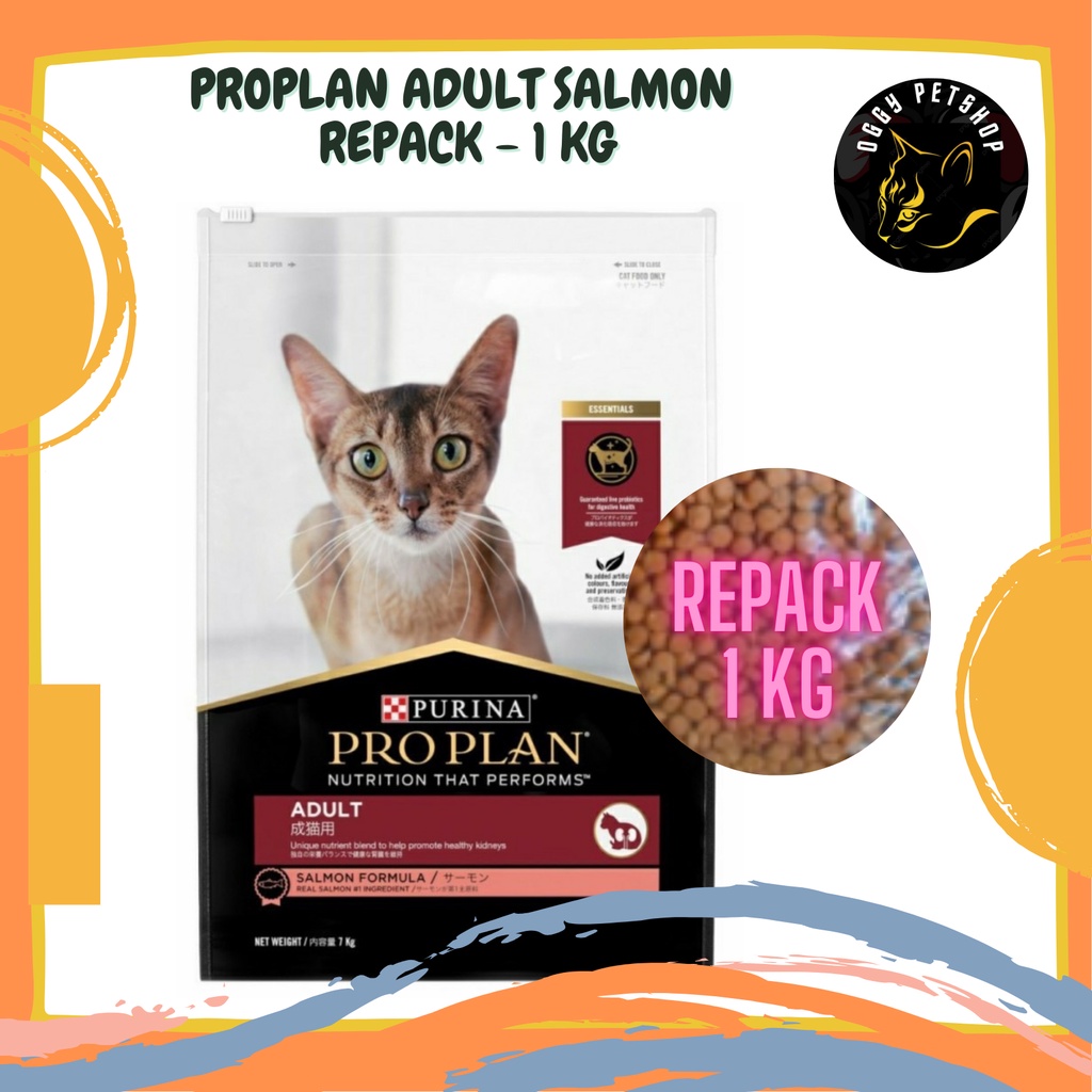 Makanan Kucing PROPLAN ADULT SALMON Makanan Kucing Kemasan 1kg