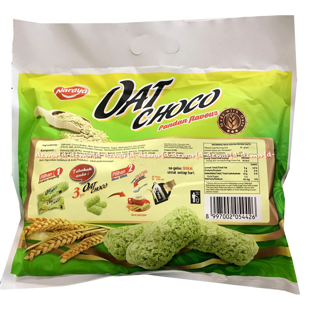 Naraya Oat Choco Original Snack Sereal Oatmilk 40pcs Original Pandan Sweet Potato