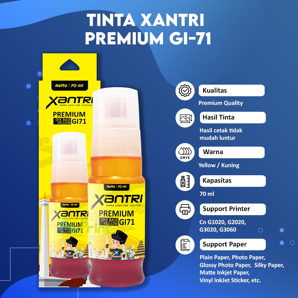 Tinta Canon GI-71 Yellow Compatible Xantri