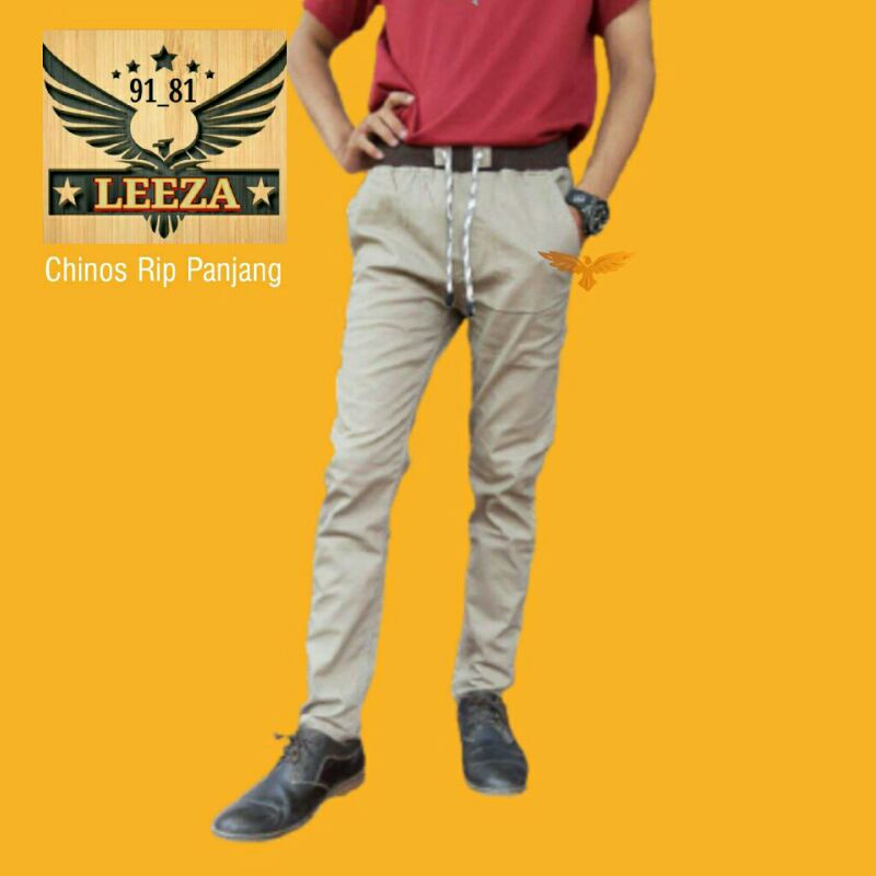 Leeza_9181- Celana Chino Pria Celana Streach Celana Rip Original (Hitam,Abu,Moca,Cream)