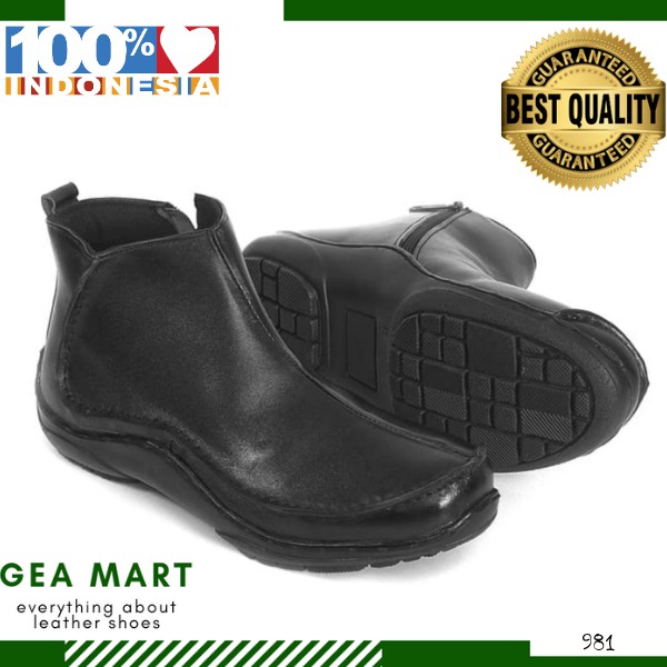 [COD] Sepatu Pria Boots Semi Formal Kulit Asli/ Sepatu Pria Tanpa Tali/Sepatu Boots model Zipper 981