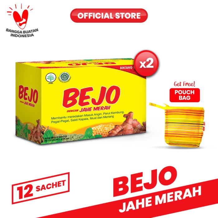 

Produk Eksklusif Bejo Jahe Merah Sachet 2 Pack (24 Sachet) FREE Pouch Terbaru