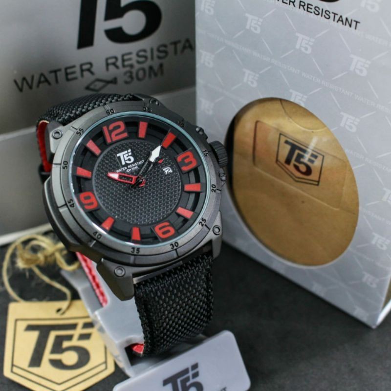 Jam T5 H 3568 original leather date bergaransi include box