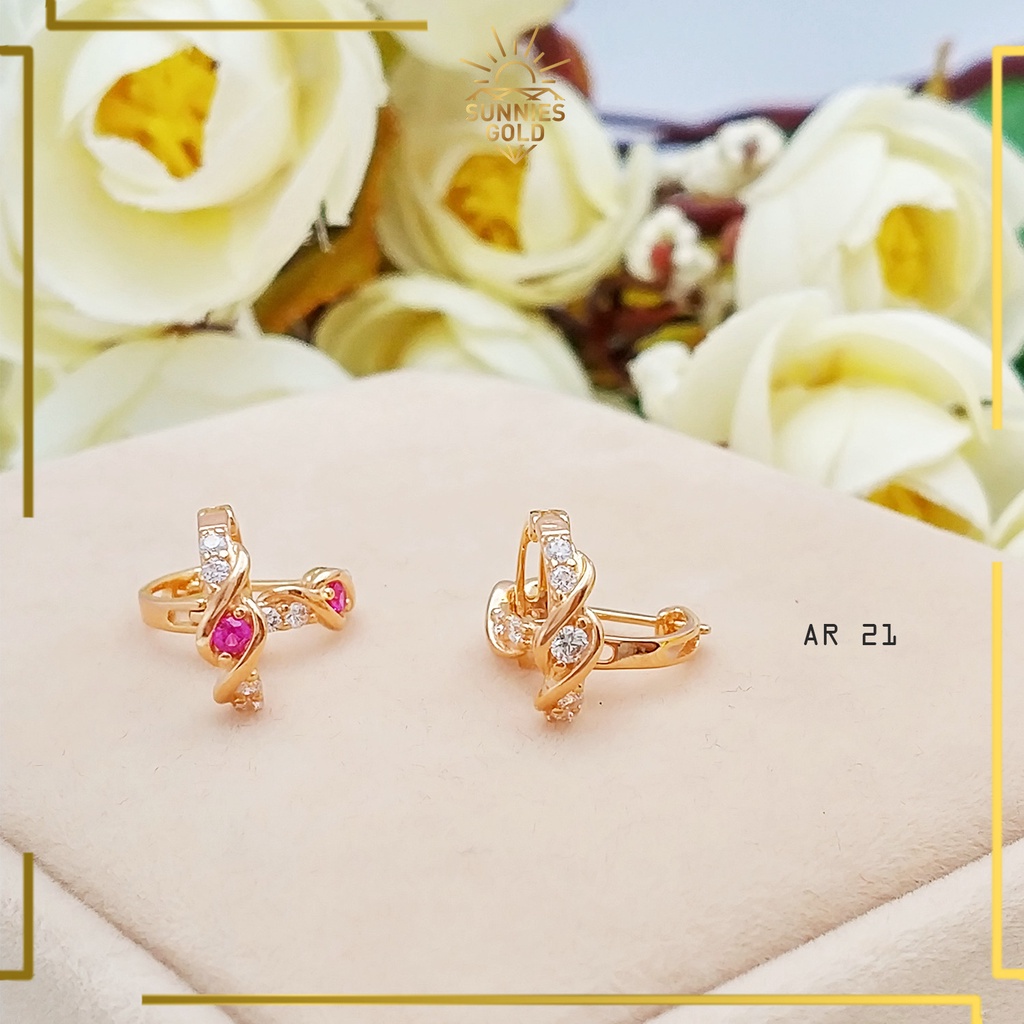 ANTING EMAS ASLI KADAR 375 LUCU DAN UNIK WANITA DEWASA KASUAL ANTING CEWEK SIMPEL ELEGAN - AR 21