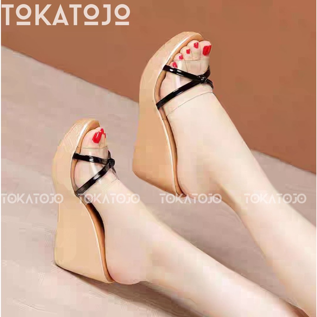 Sandal wedges wanita terbaru mika list terbaru kekinian Sandal wanita korean style new fashion wanita terbaru Sandal wedges wanita pesta terbaru 2022