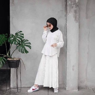  ROK PLISKET PUTIH  FLARE SKIRT WHITE Shopee Indonesia