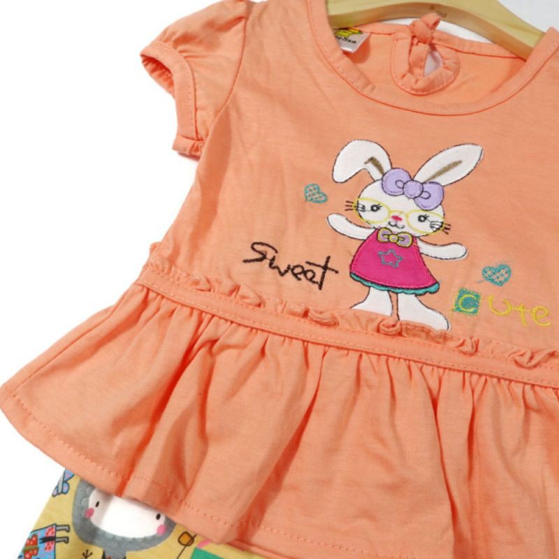 SETELAN FASHION PAKAIAN BAJU ANAK PEREMPUAN 1 TAHUN MOTIF BUNNY