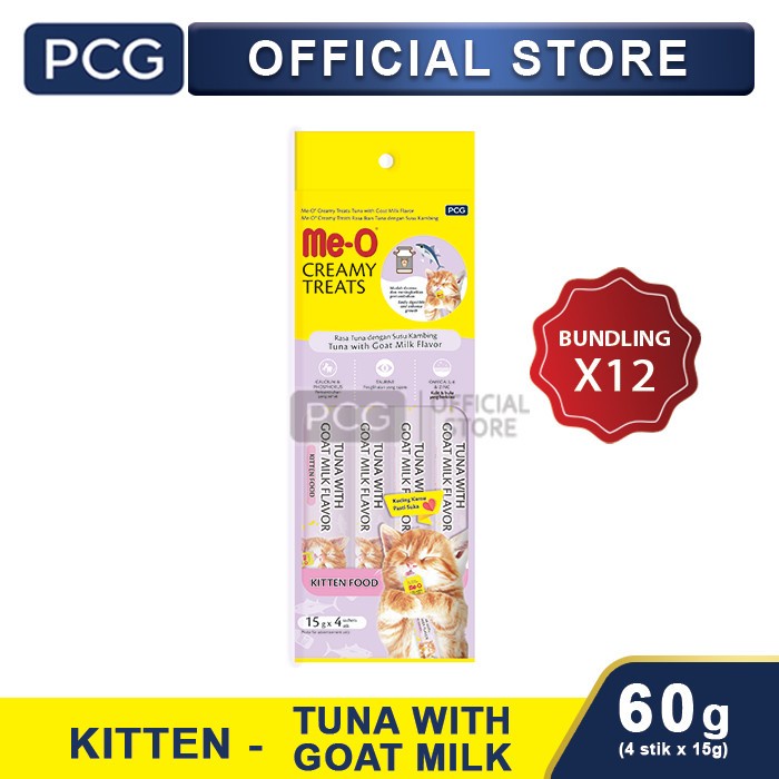 Me-O Creamy Treats Kitten Tuna with Goat Milk 60 g - IsI 12 Pack