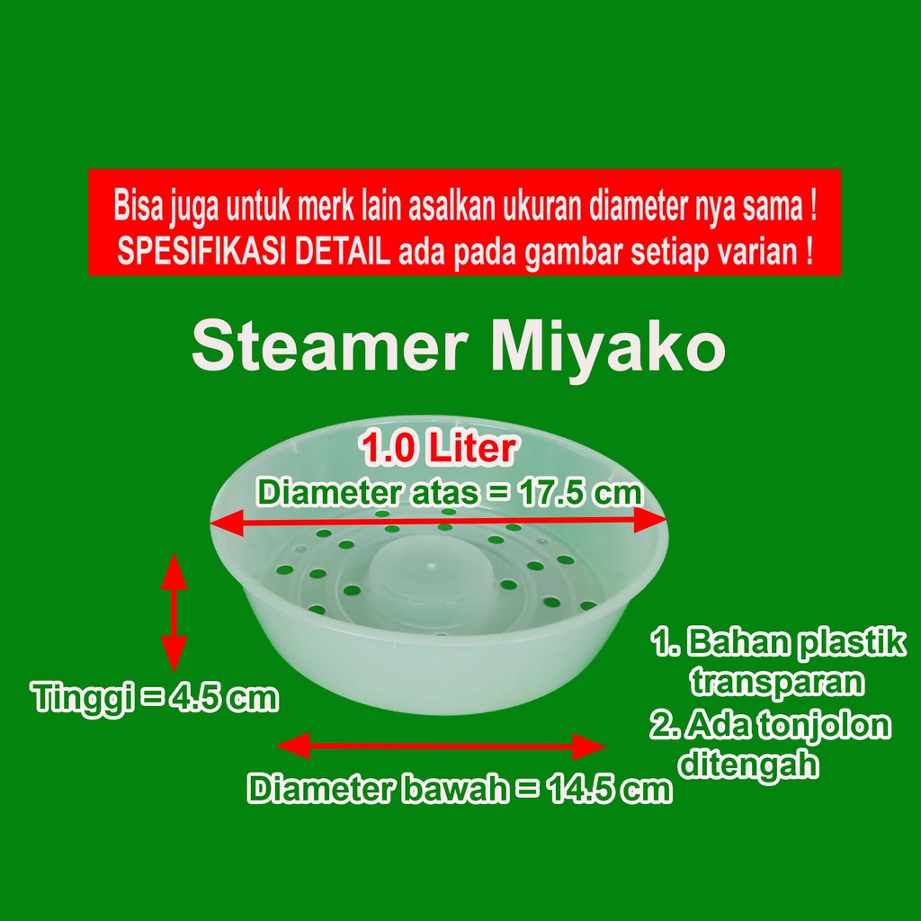 Steamer Wadah Kukusan Rice Cooker Magic Com Miyako dan Merk Lainnya 0.6 1.0 1.2 1.8 2 2.2 3 Liter Sarangan Plastik Megicom Rice Coker Magicom Mejikom Original Asli Miyako