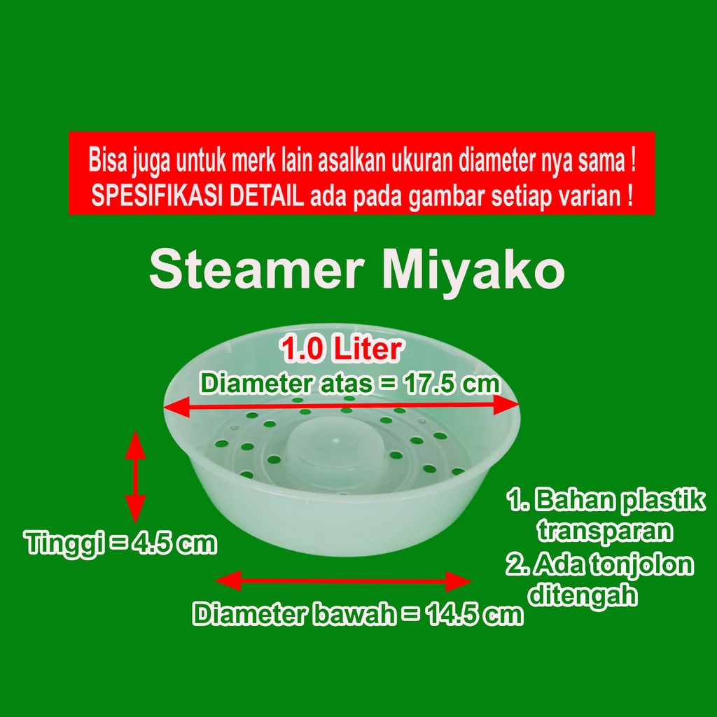 Steamer Kukusan Rice Cooker Magic Com Miyako dan Merk Lainnya 0.6 1.0 1.2 1.8 2 2.2 3 Liter Sarangan Plastik Megicom Rice Coker Magicom Mejikom Original Asli Ori Miyako