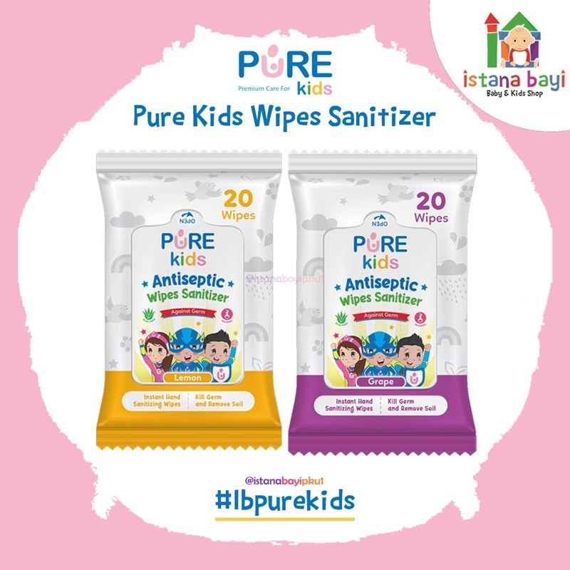 Pure Kids Antiseptic Wipes Sanitizer 20 sheet