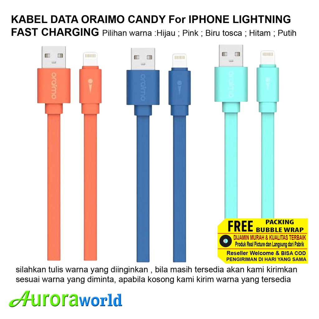 Oraimo Kabel Data Iphone Lightning USB Cable Fast Charging OCD-L53 - White