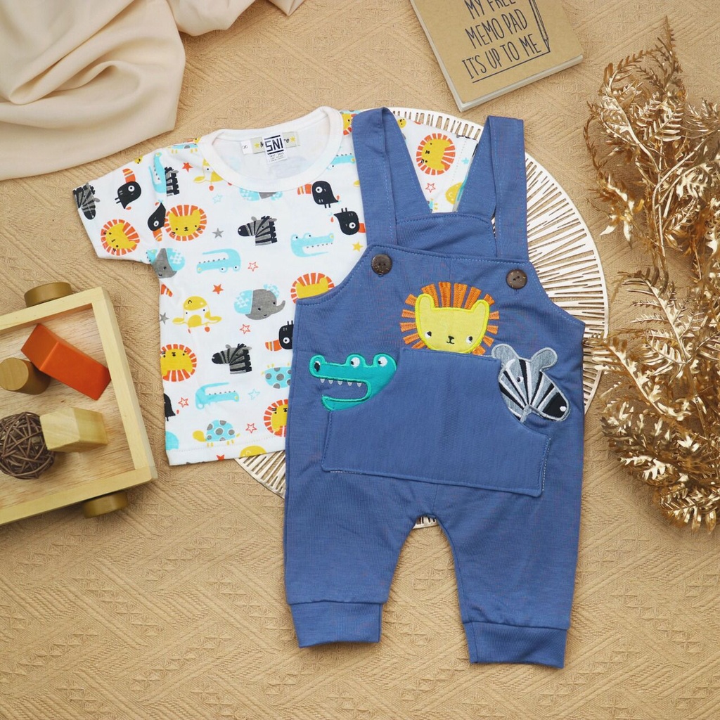 BARU! LIX002 - 2in1 Overall fashion Animals bayi cowok laki-laki baju kodok Pergi Jalan Casual