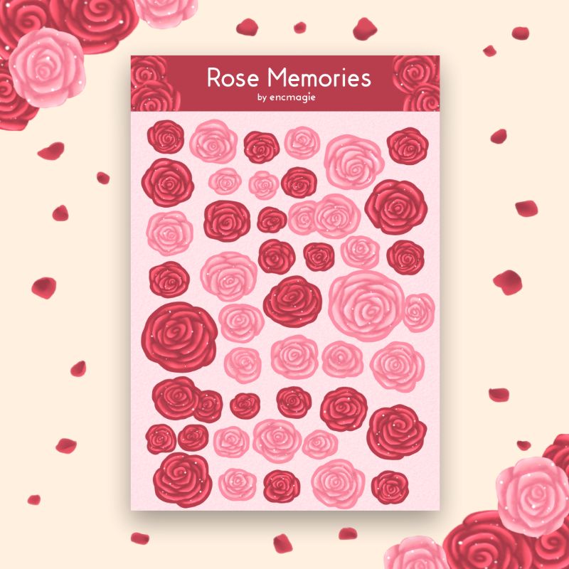 

Stiker Deco Glitter Rose Memories Bunga Mawar Kisscut