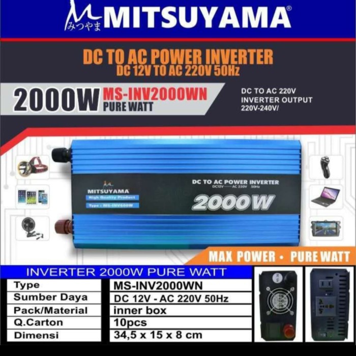 Power Inverter Mitsuyama 2000 Watt Pure Shine Wive PSW Mitsuyama