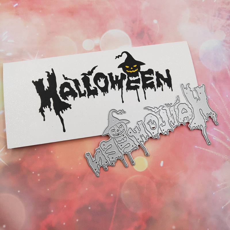 Cetakan Stensil Cutting Dies Motif Halloween Bahan Metal Untuk Scrapbook / Craft DIY / Embossing