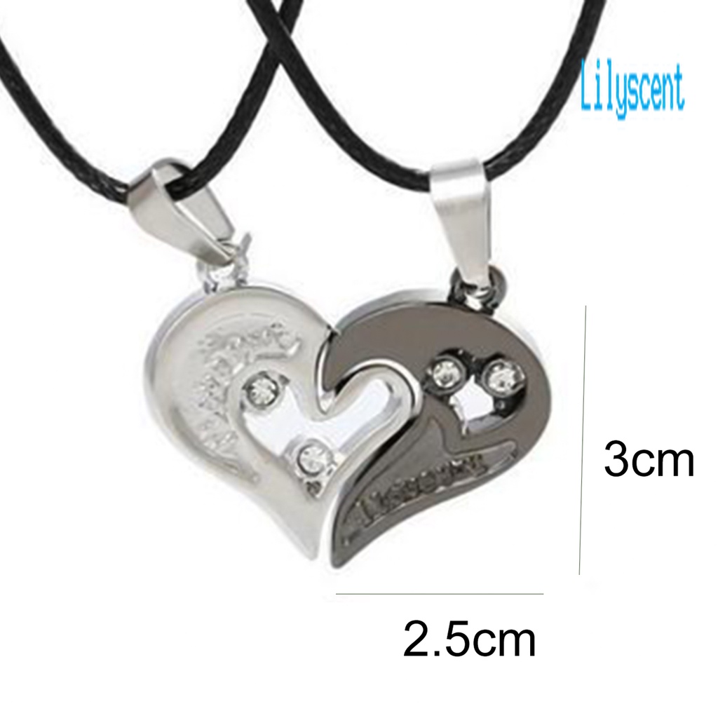 2pcs Kalung Klavikula Liontin Hati Bahan Titanium Steel Aksen Berlian Imitasi Untuk Hari Valentine