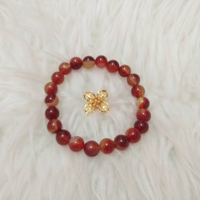 Gelang Manik Batu Alam Manau Coklat Madu 8 mm