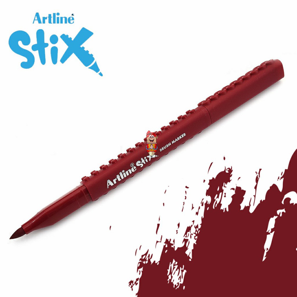 

Artline Stix Brush Marker - Dark Red / Brush Pen