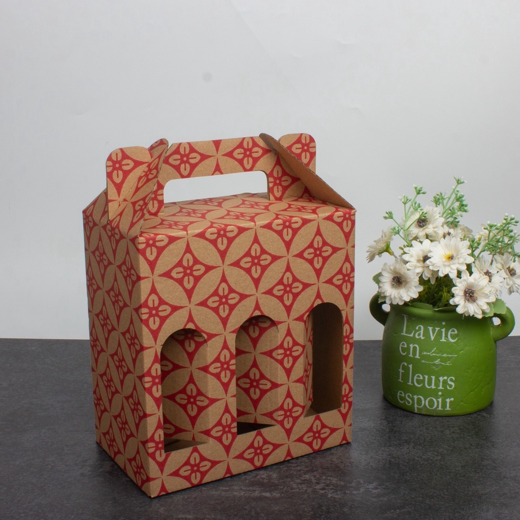 Dus Jinjing Botol 250ml x 6 Packaging Box Botol 250 ml Isi 6 Botol Motif Batik Kardus Tenteng Botol 