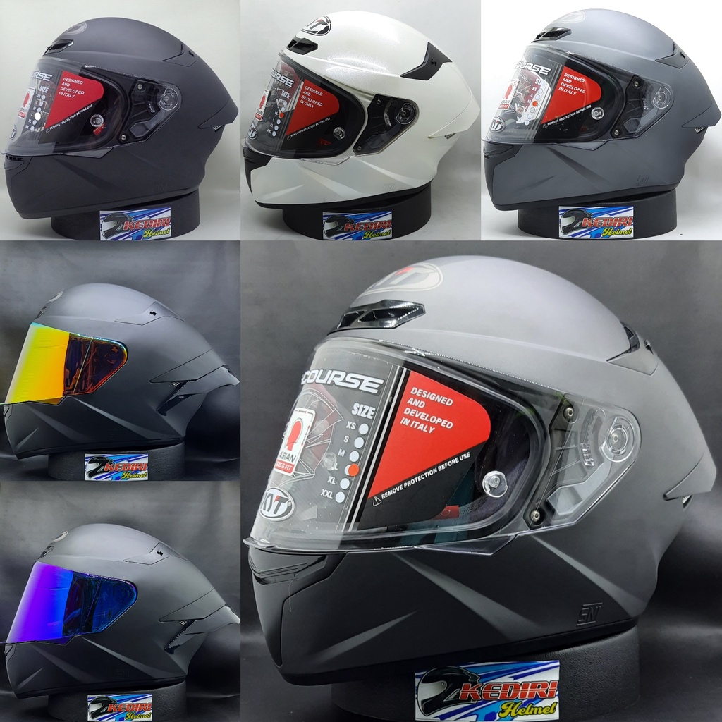 Jual Helm KYT TT COURSE plain solid ttc polos black doff white gorilla