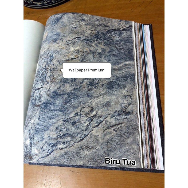 Wallpaper Dinding Motif Marmer Abstrak Biru - Coklat