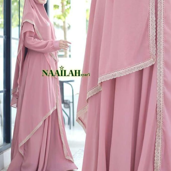 ➦ Baju gamis wanita terbaru model pesta kekinian ceruty polos Naailah Size M L XL XXL busui syar'i ➨