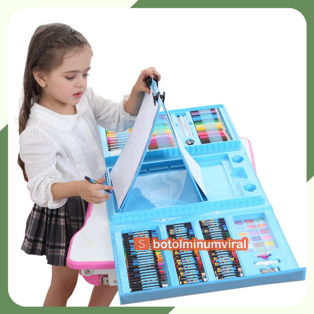 Drawing Set Kids 208pcs Art Set Gambar Anak Pensil Crayon Spidol Lukis