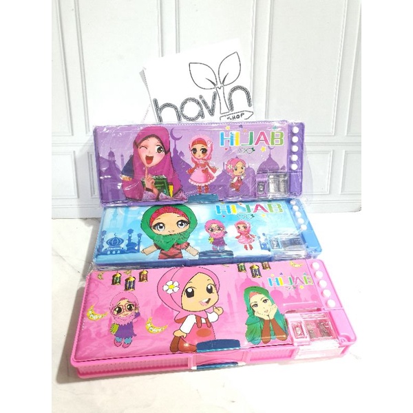 kotak pensil Magnet 5 + 1 TOMBOL/pencil case magnet-HIJAB