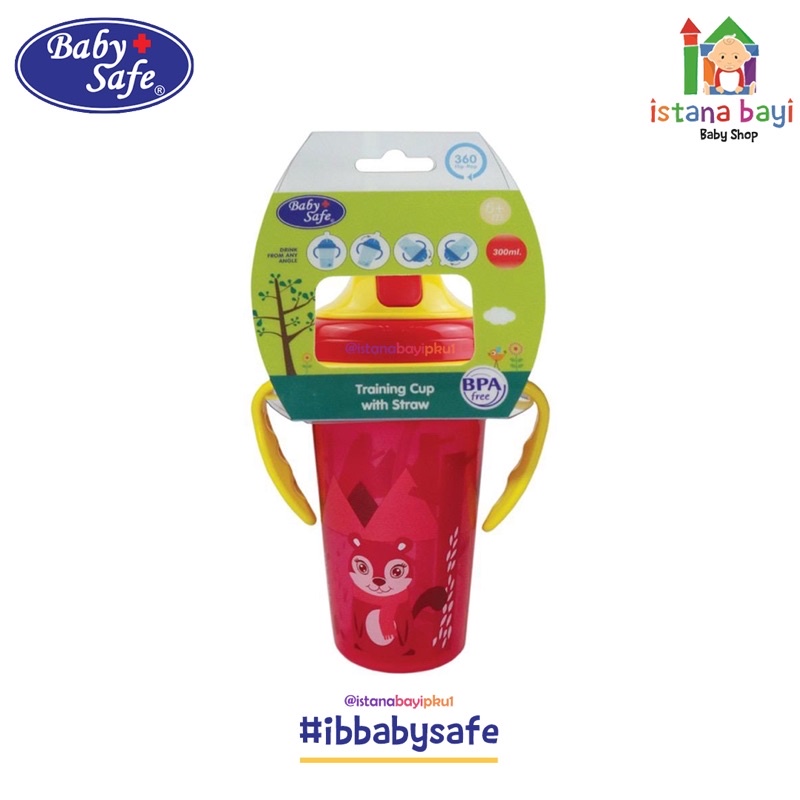 Baby Safe Botol Minum Sedotan Cup with Weighted Straw 300Ml-botol minum anak JP020