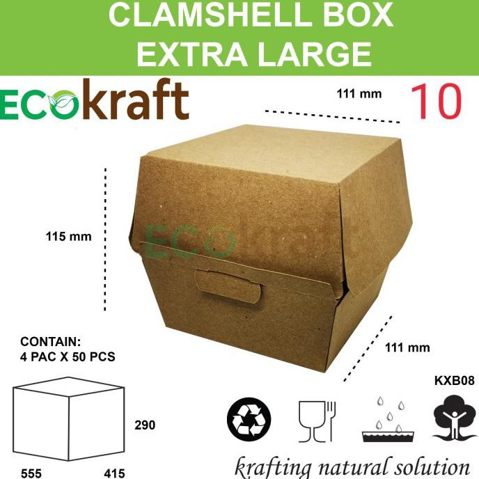 

Buruan Serbu] 10 Box Burger Kraft "Xl" / Box Hamburger Kertas Kxb08 ( Isi 50 Pcs )