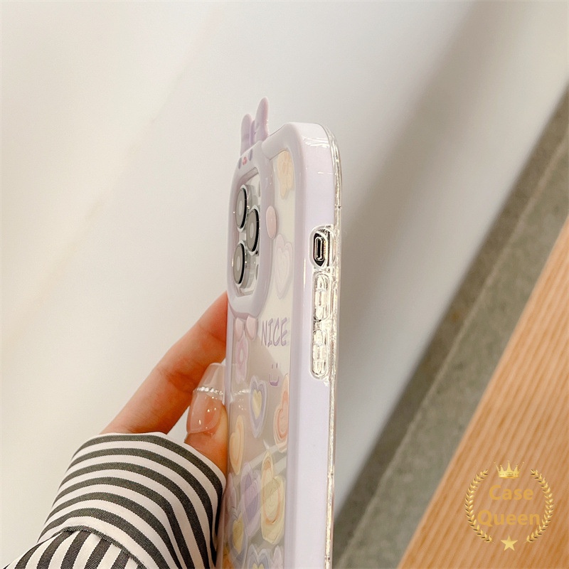 Case Cinta Hati OPPO A17 A15 A7 A5S A12 A3S A12E A53 A74 A95 A16K A16E A52 A92 A96 A76 Reno 5 5F 4F A57 A16 A55 A5 A54 A9 A31 A15s A16s Lovely Bow-knot Monster Kecil Lucu Smiley