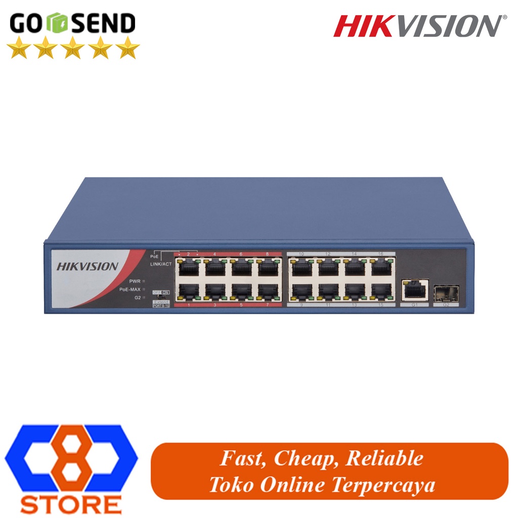 SWITCH POE HIKVISION DS-3E0318P-EM 16 PORT POE UPLINK GIGABIT SFP