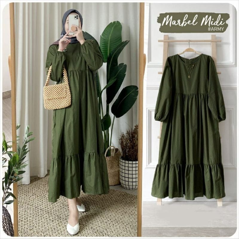 JF Marbel Midi Dress / Midi Dress Jumbo Terlaris Model Terbaru