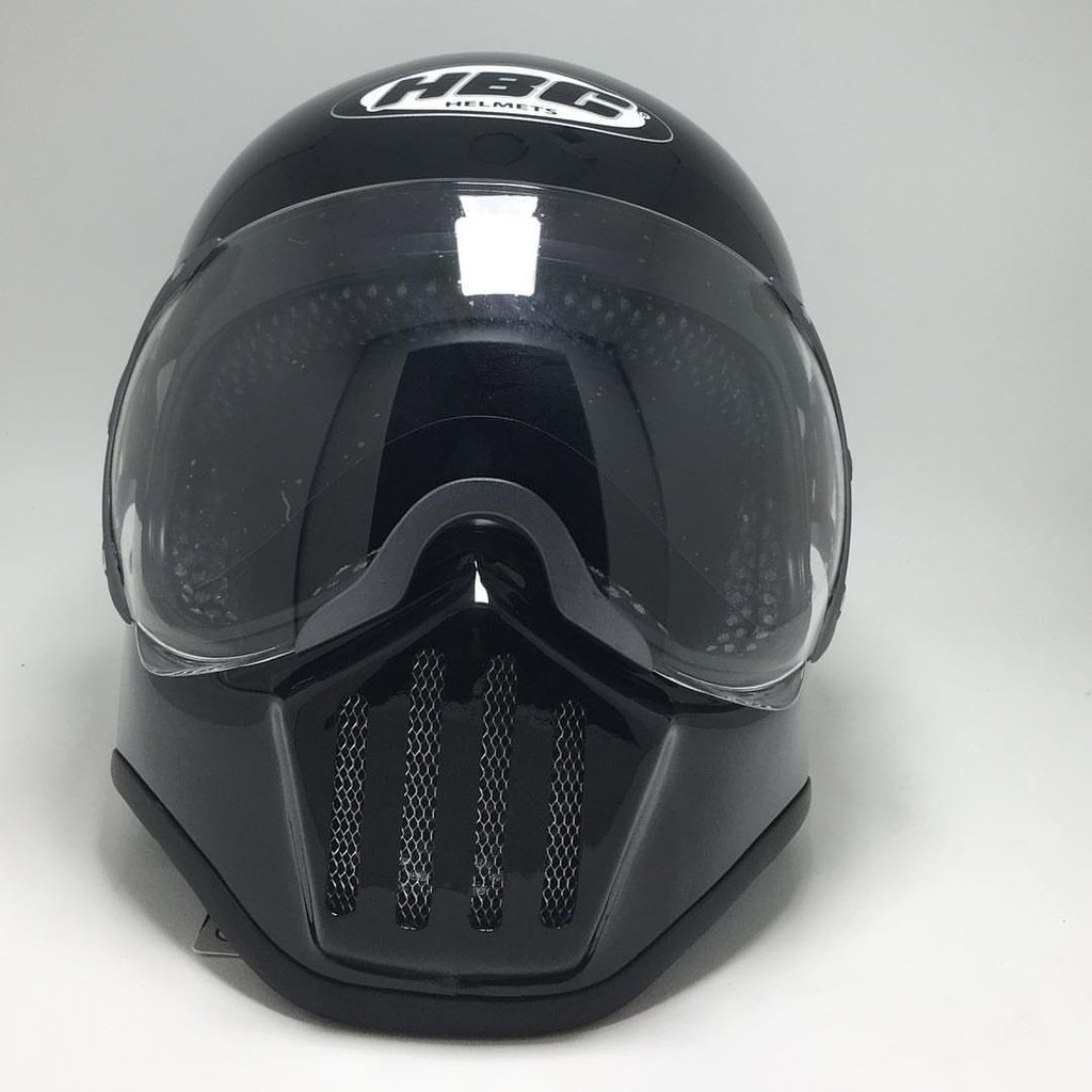 HELM CAKIL HBC PILOT VISOR HITAM GLOSSY ( Fullface / Retro / Klasik / Vespa )