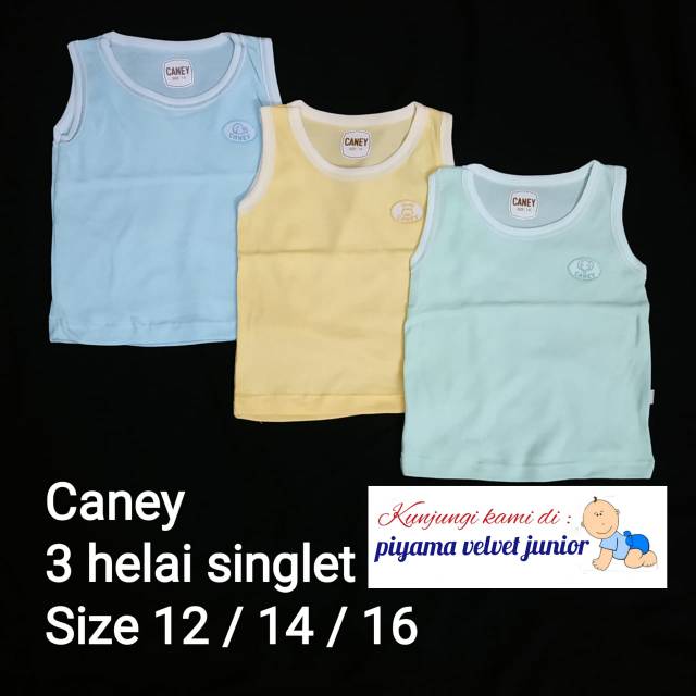Caney Size 12/14/16 3 Pcs ATASAN SINGLET POLOS WARNA