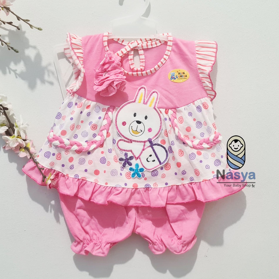 [A-005] Dress Bayi Anak 0-12 bulan bahan KAOS (bonus celana + BANDANA) - murah