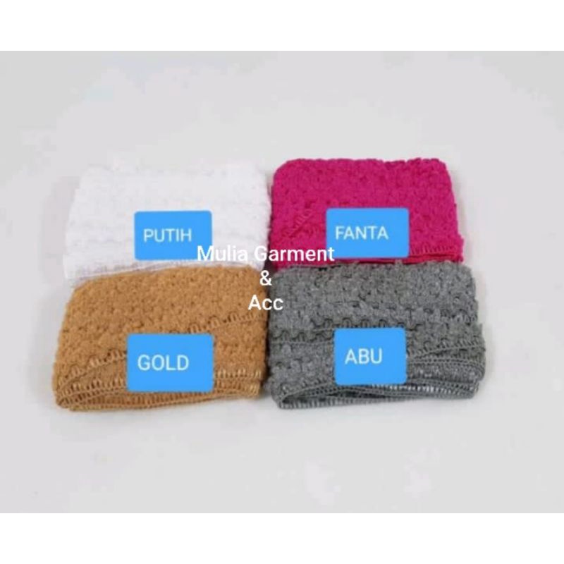 RENDA MAHKOTA 222 KATUN LEBAR 2CM HARGA PER PACK ISI 18 METER