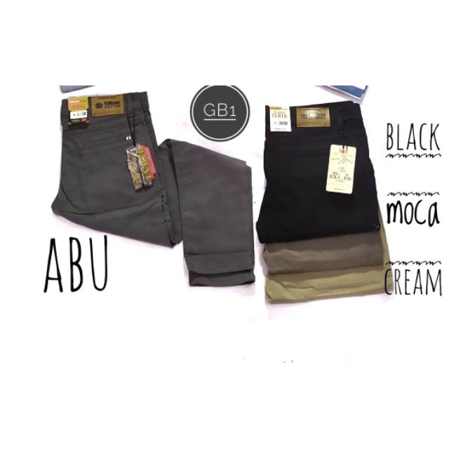 CELANA CHINO Panjang pria Slimfit KERJAHARIAN Santai Casual Formal Hitam Abu Cream Mocca Size 27-38