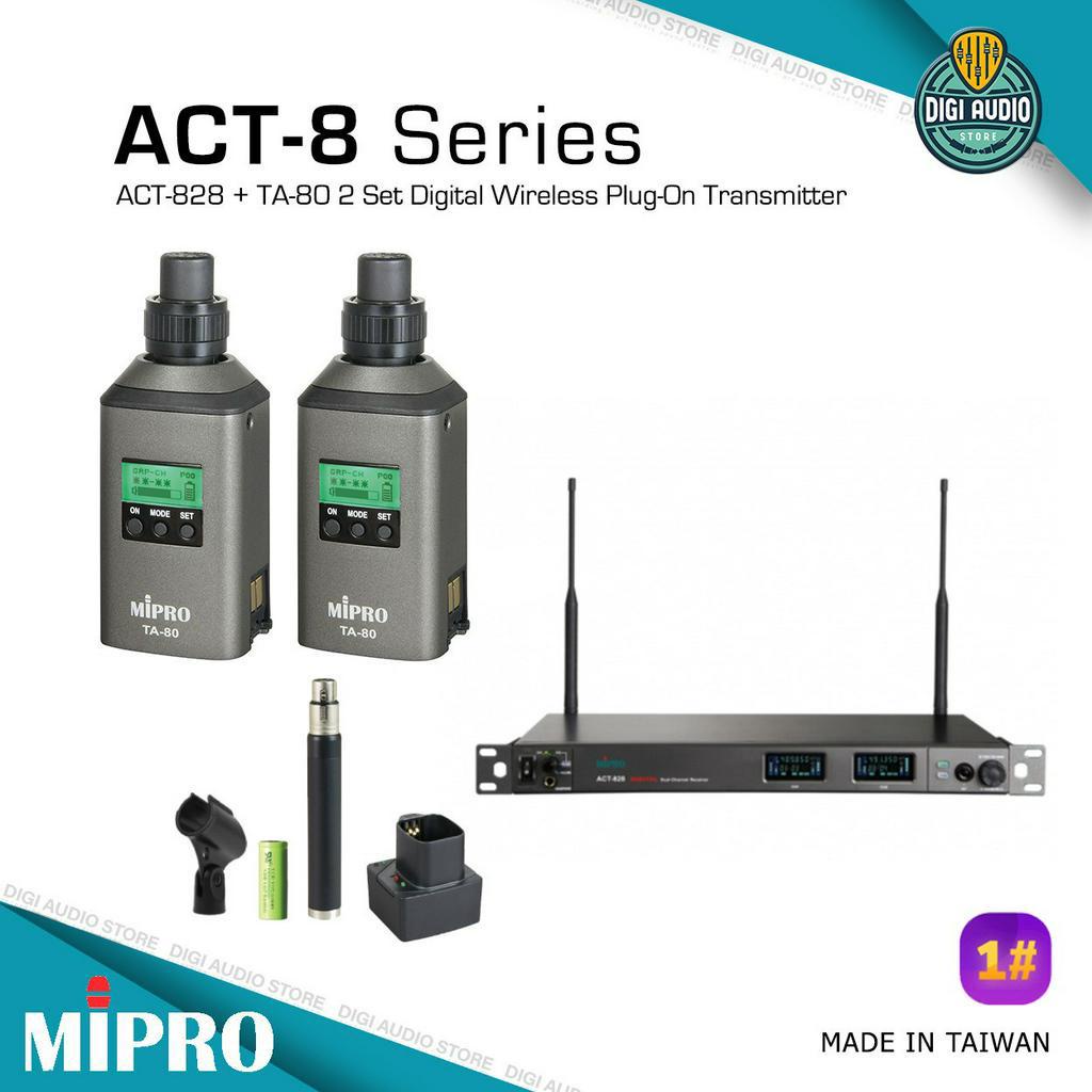 Digital Wireless Microphone Transmitter 2 SET & Receiver MIPRO ACT-828 TA-80 - XLR Mic Input