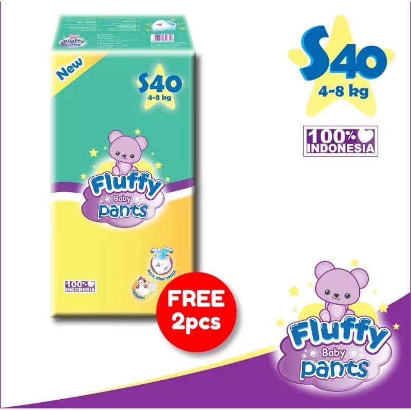 Pampers Fluffy S40 free 2  Happy Nappy S40