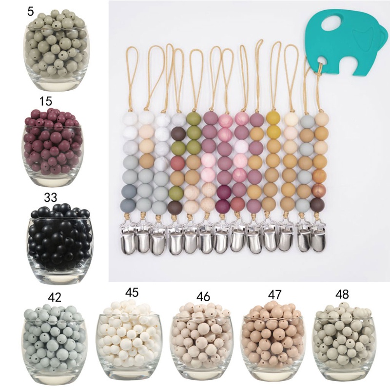 Mary 20pcs / Set Mainan Teether Bentuk Manik-Manik Bulat Bahan Silikon Food Grade Untuk Bayi DIY