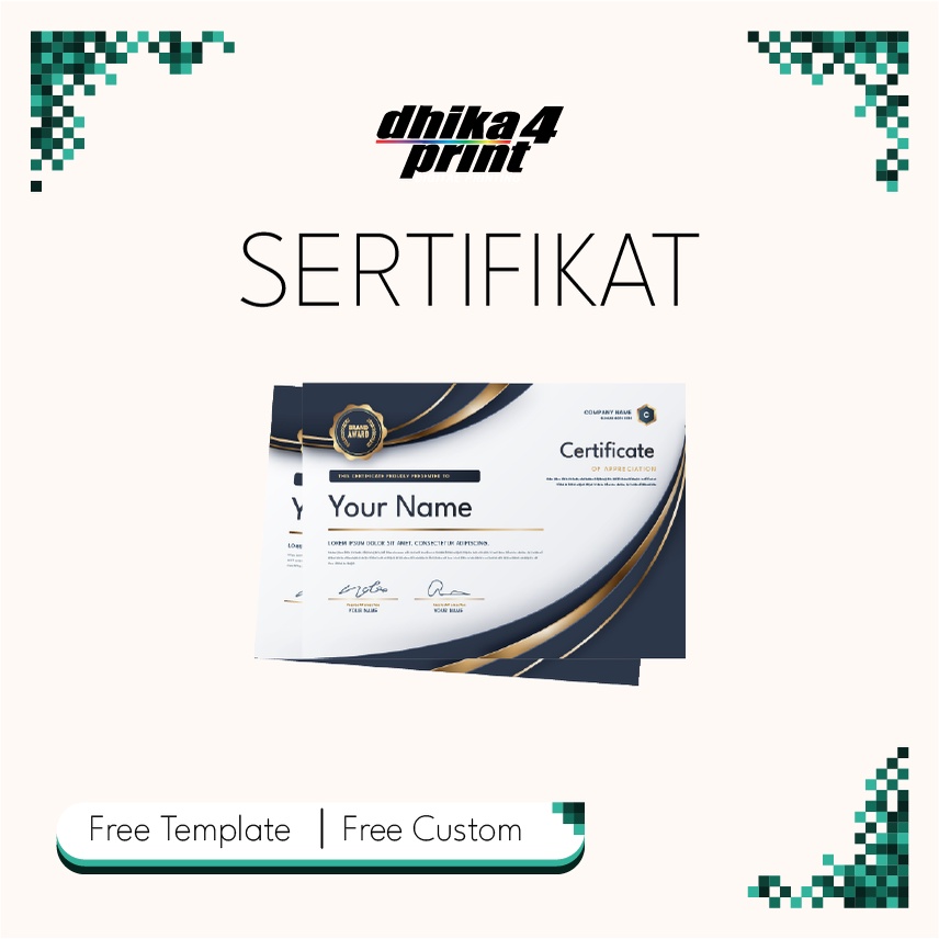 Cetak Sertifikat A4 Minim 4 Pcs / Jasa Print Sertifikat / Cetak Sertifikat Piagam Penghargaan / Sert