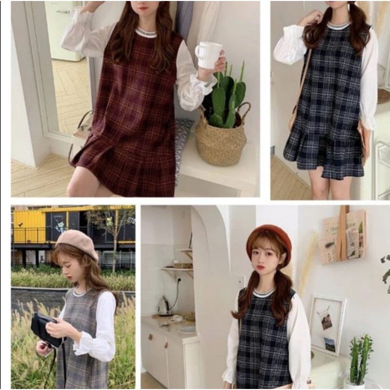 Mini dress classic fashion artis korea klasik kotak