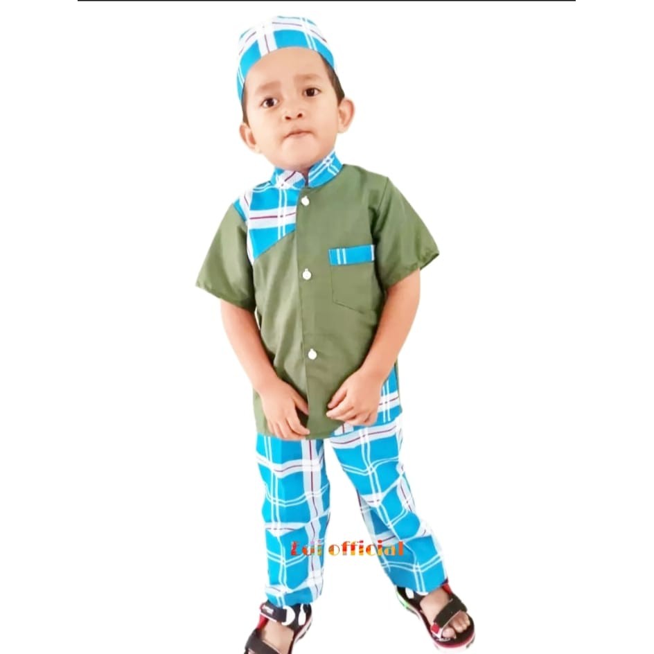 Stelan Anak laki laki / Baju Koko Anak Motip Batik Terlaris 2-8 Tahun