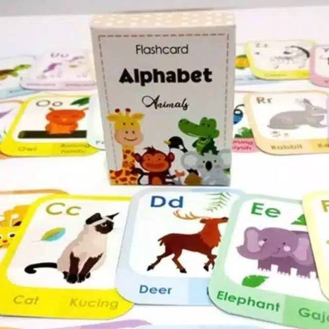 Flashcard alphabet animals / kartu edukasi huruf gambar hewan