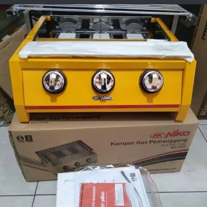 Kompor Gas Pemanggang sosis/GRIL BBQ 3Tungku NIKO NK-GR3 Garansi